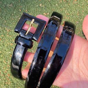 W. Kleinberg Black Patent Leather Dress Belt Gold Buckle Size 36 Made USA Tuxedo